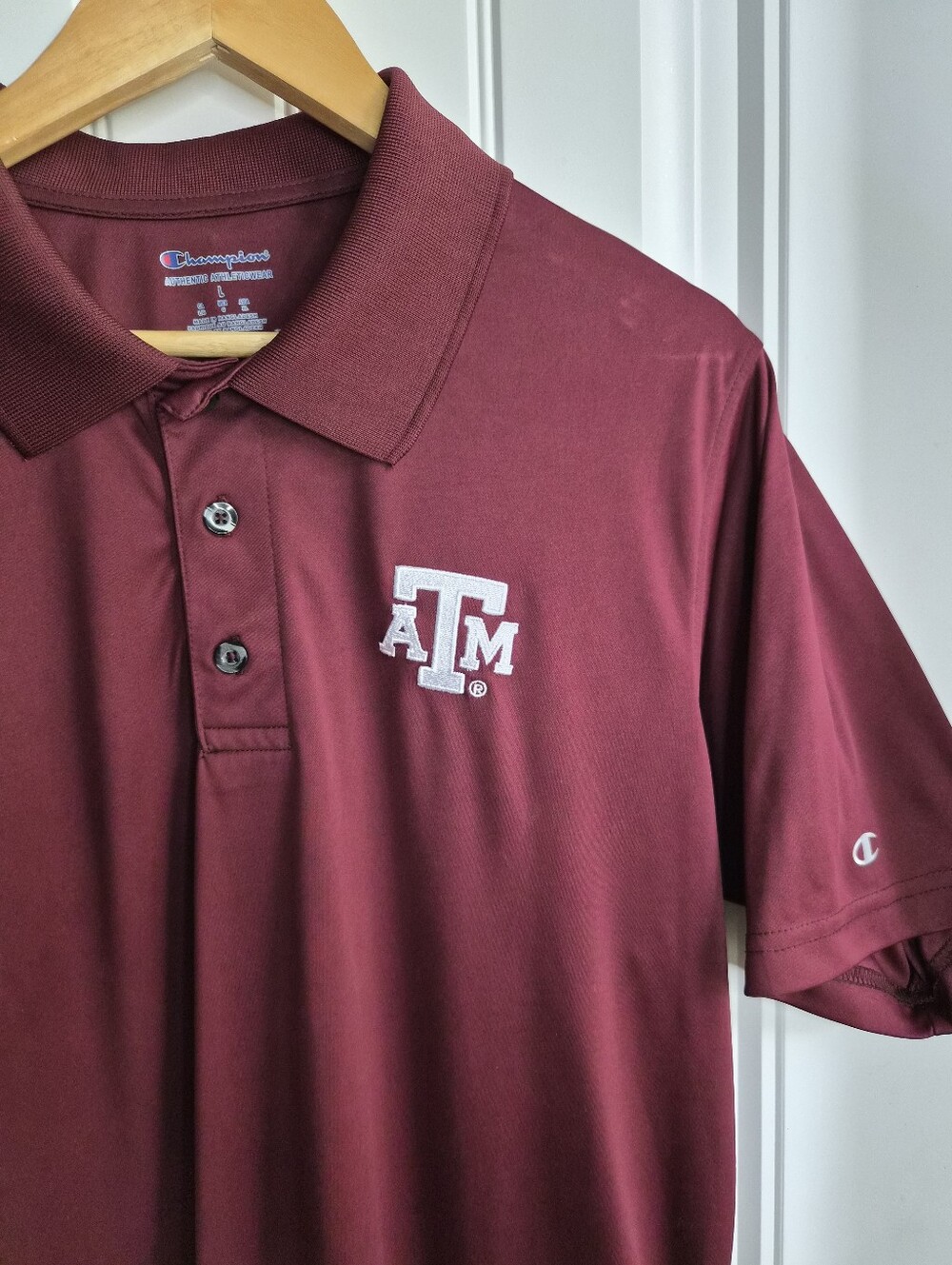Large Champion Texas A&M Aggies Maroon Polo Shirt Casual Golf Activewear Travel